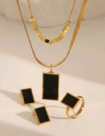 ست جواهرات مستطیلی مشکی - تصویر 5